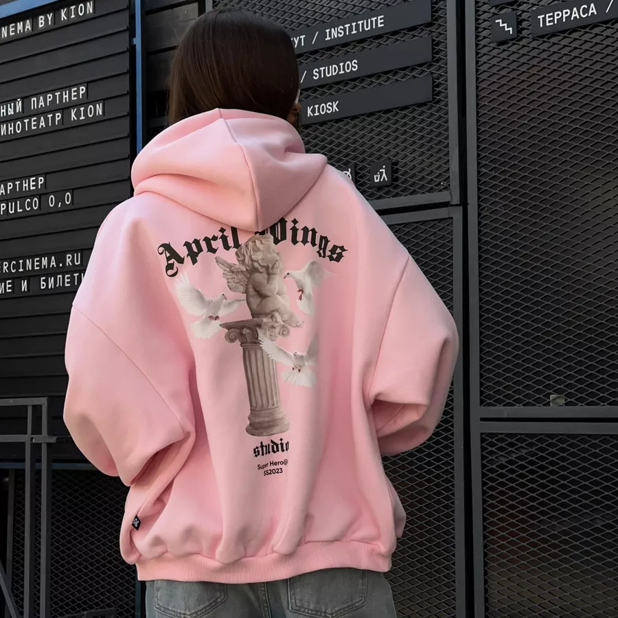 European American Back Print Hooded Autumn Fashion, Personality Loose Zipper Sweatshirt Jacket For Women, Sweet And Spicy Style