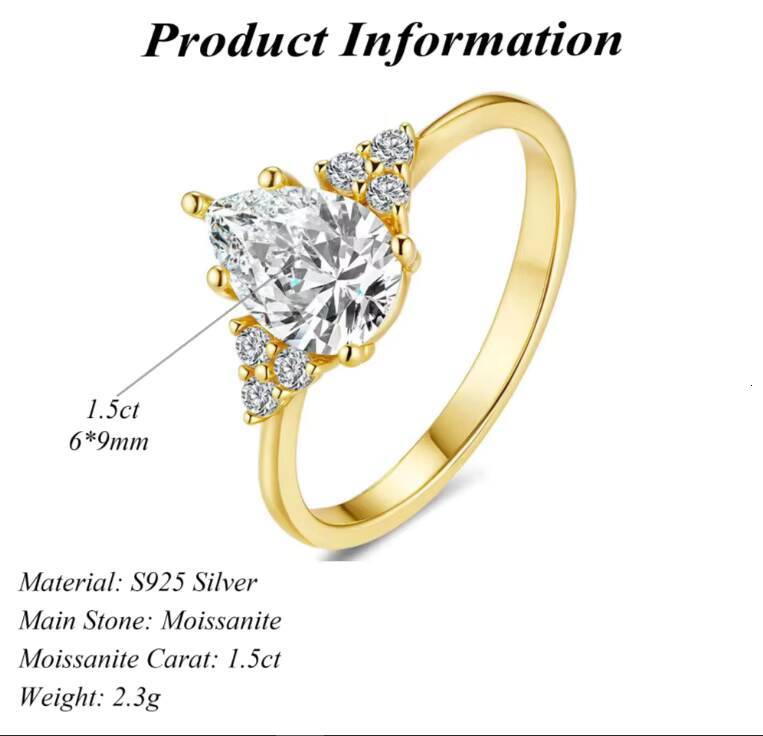 Factory Wholesale Custom Silver 925 Moissanite Engagement Ring Band Jewelry Rhodium Plating for Women-for Wedding Party - view 6