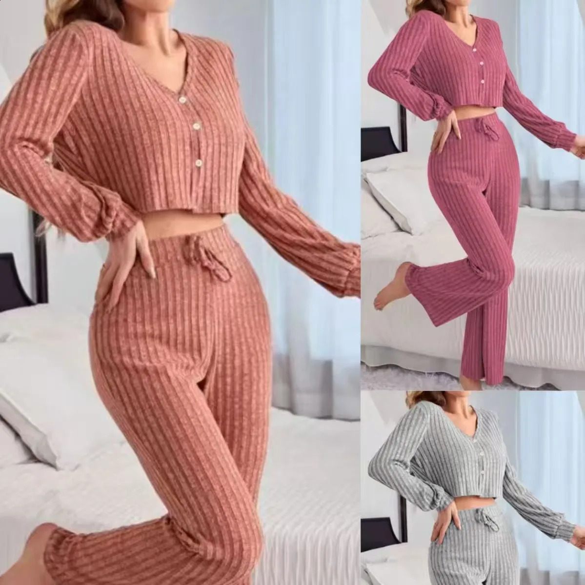 Women Pajama Sets Pijama Pajamas Woman Summer Set Sexy Sleepwear for Sleeping Womens Trousers Sleep Lounge Underwear 260625 - view 1