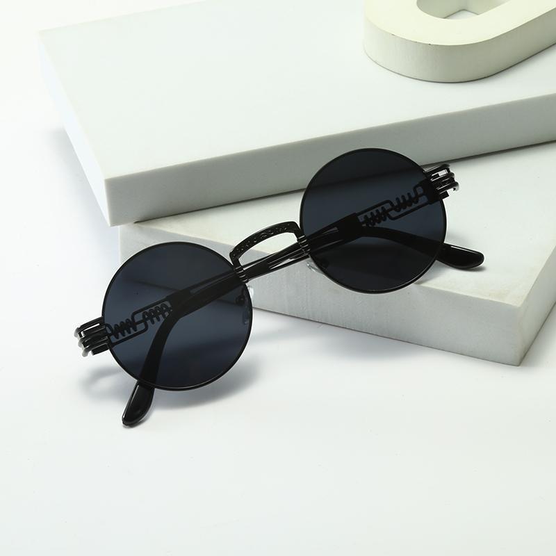 Cross-Border Hot New Retro Steampunk Round Frame Metal Spring Leg Sunglasses for Women Sunshade Punk Sunglasses - view 8