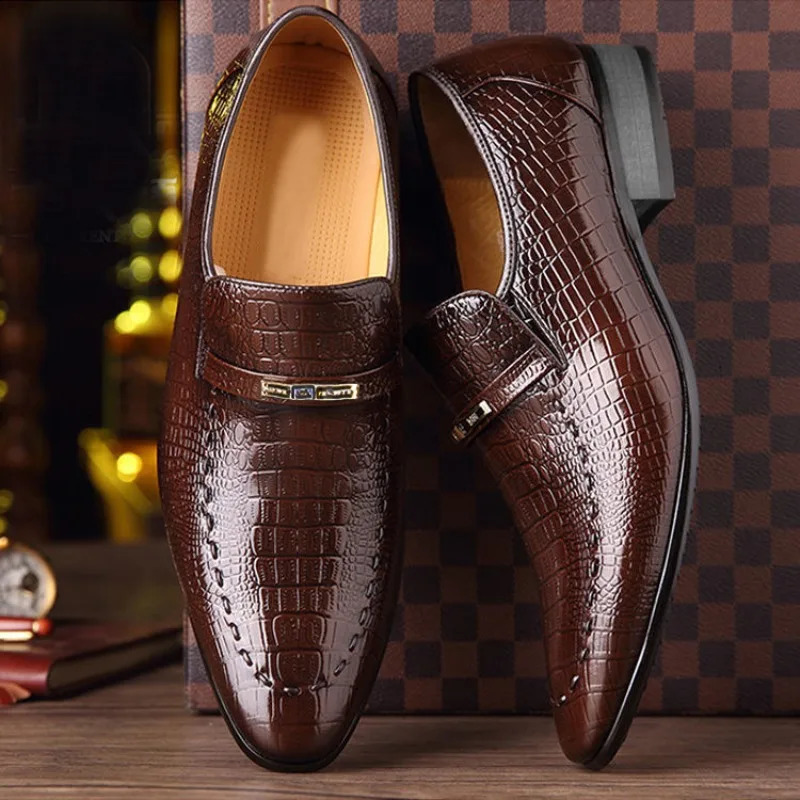 Leather Shoes Mens PU y Pattern Men Business Dress Casual Social Shoe Male Wedding Footwear Zapatos Hombre 260624 - view 3