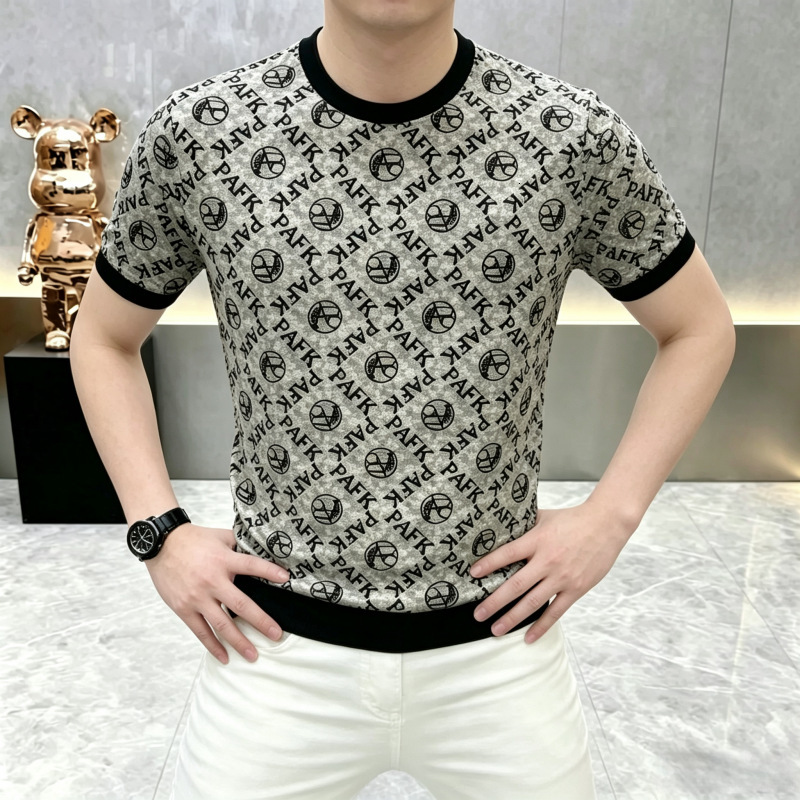Luxury Personalized Summer New Men's Fashion Versatile Printed Round-Neck Breathable Short-Sleeve T-Shirt, Trendy And Stylish - view 4