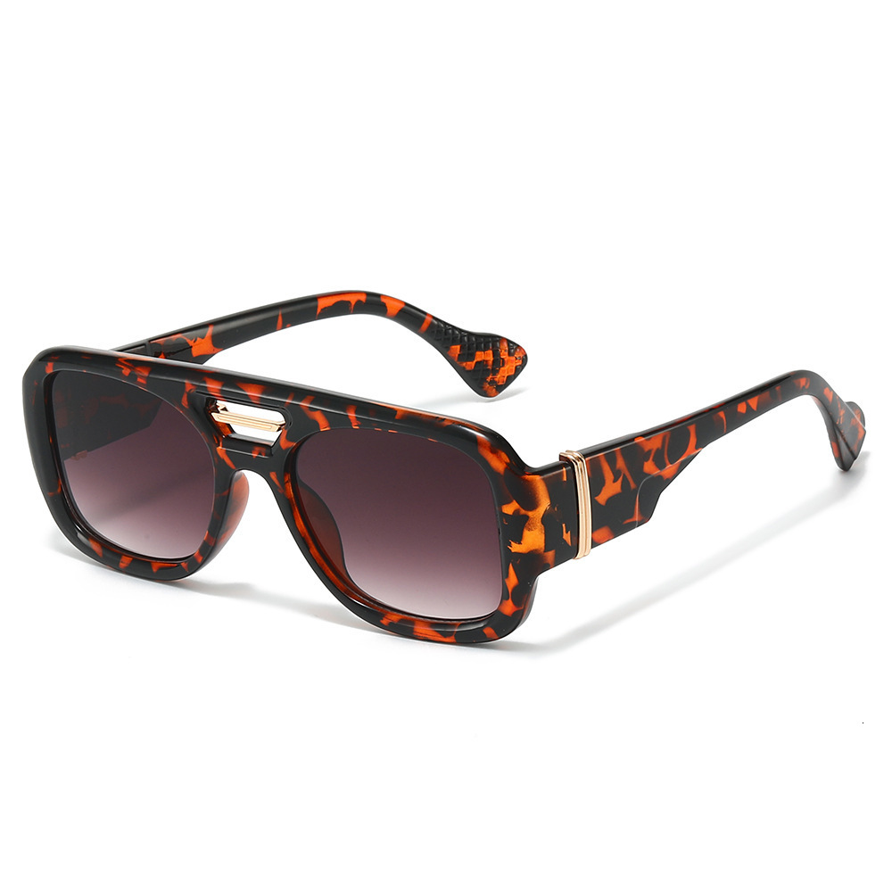 2026 New Simple And Exquisite Men's Pilot Rectangular Double Bridge Fashion Sunglasses - view 3