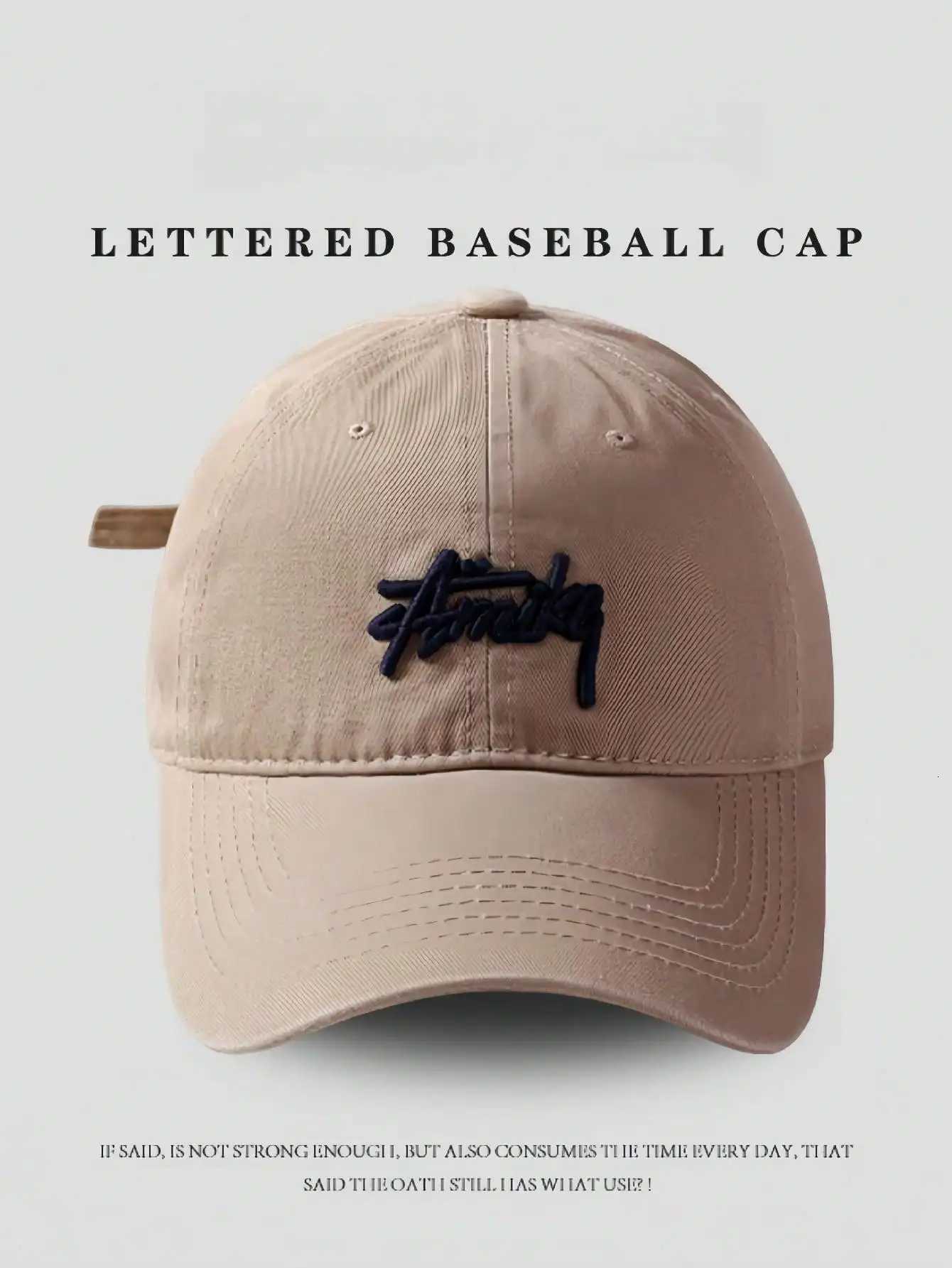 Retro Letter Embroidery Baseball Monochrome Adjustable Brim Hat Summer and Spring Fashion Sun Hat Unisex M260626 - view 3