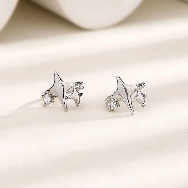 Four Pointed Star Clip Zircon Earrings Suitable Women Without Ear Holes Jewelry Bones Men y Trendy Accessories 260623 - view 5