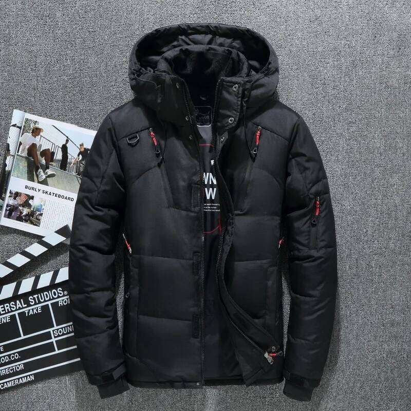 Winter Mens White Duck Down Warm Hooded Thick Slim Fit Puffer Jacket Coat Male Casual High Quality Overcoat Thermal J260626 - view 1