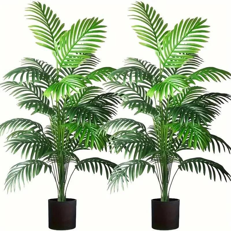 24 Leaves Areca Palm Artificial Plants Trees in Pot Plastic Green Fake Plant Tree Bonsai for Room Home Indoor Outdoor Decoration ddmythur