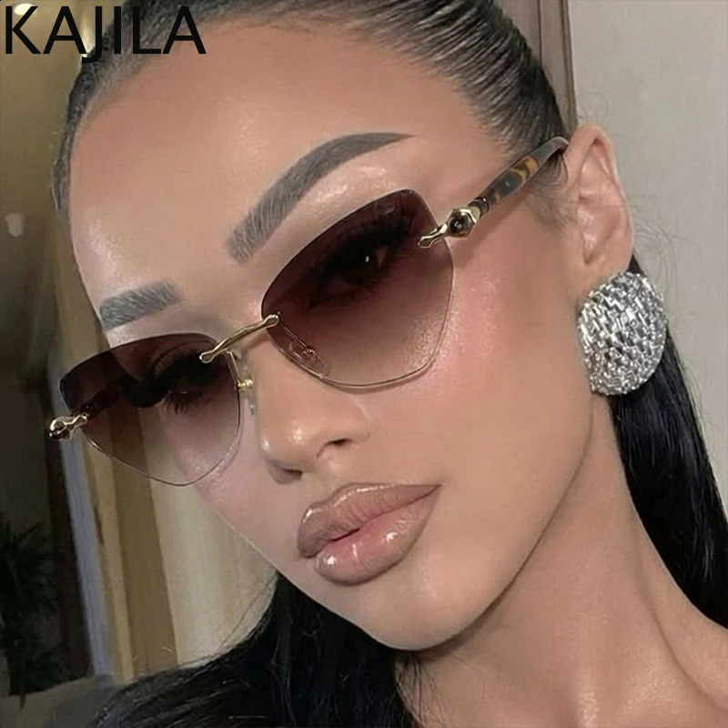 Sexy Cat Eye Punk Rimless Sunglasses Women 2026 y Retro Steampunk Polygon Sun Glasses For Ladies Fashion Shades UV400 260626