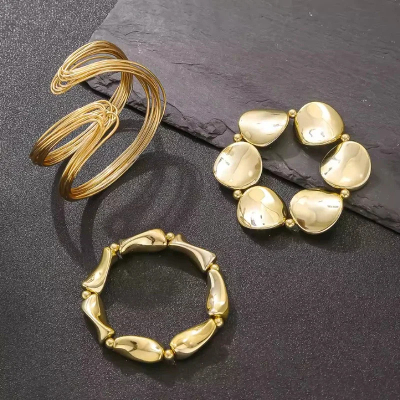 European and American Style Exaggerated Irregular Bracelet Womens Fashion Trend Jewelry Accessories 3 Pieces/set 260625 - view 7