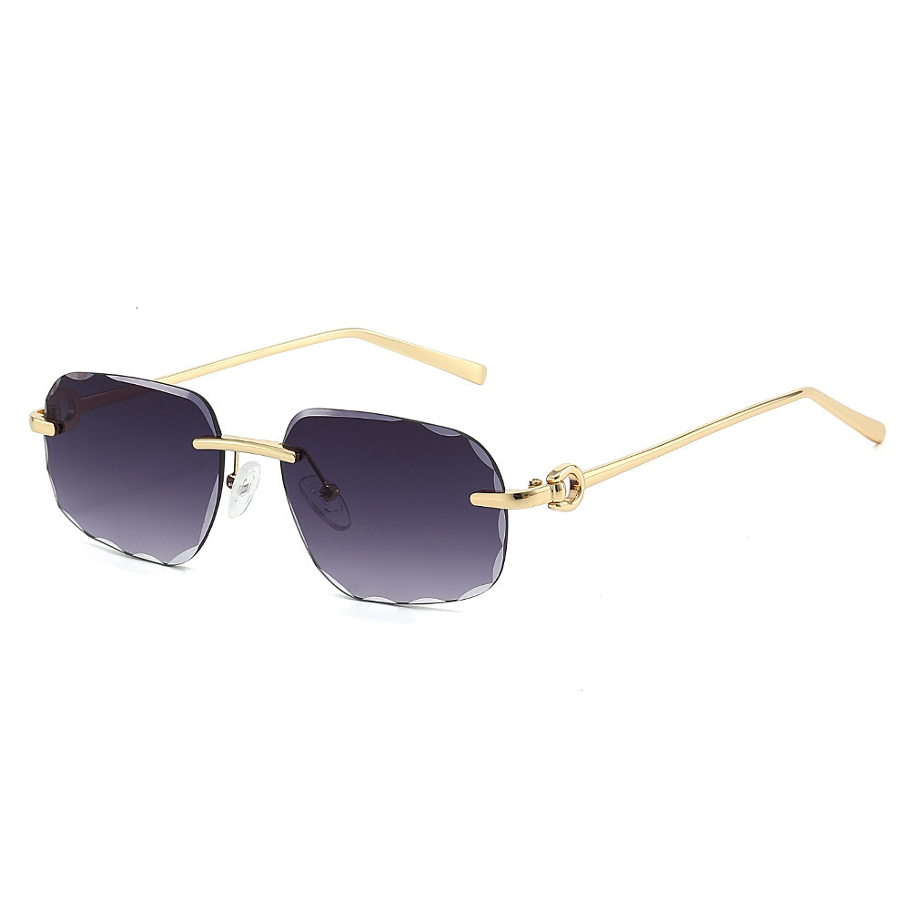 26 Fashionable Vintage Square Men's UV Protection Gradient Women's Sunglasses Rimless Wavy Edge Metal Sun Glasses - view 3