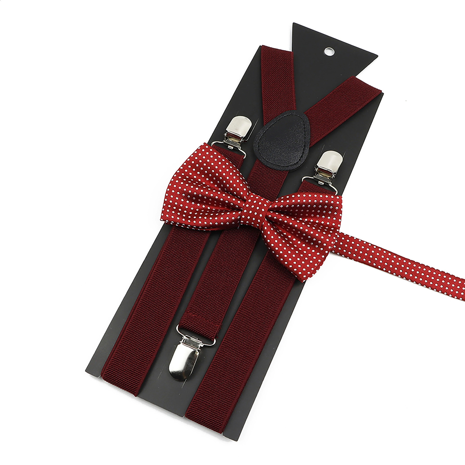 Elastic Leather Suspenders Bowtie Set Soild Color Dot Bow Tie Braces Red Blue Purple Men Women Kids Adjustable Y-Back Brace 260626 - view 6