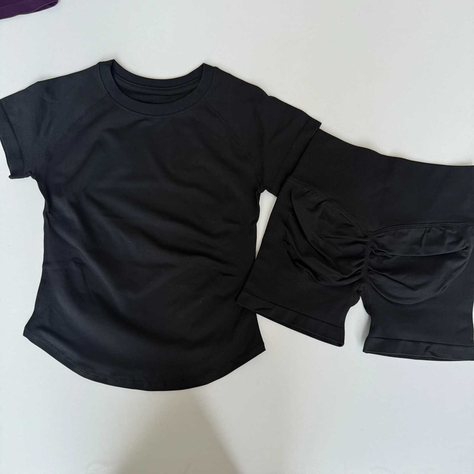 Gym 2 Pcs Sets Sports Short Sleeve Seamless Yoga Clothing Fitness Set Women Workout Running Sports Short Leggings Suit M260626 - view 7