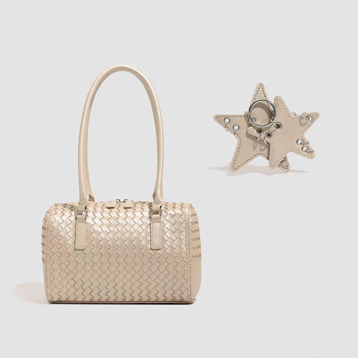 Hand-Woven Star Tote Bag, Casual Laid-Back Style, Large-Capacity Shoulder And Underarm Bag For Commuting Underarm Bag Vintage Fashion - view 4