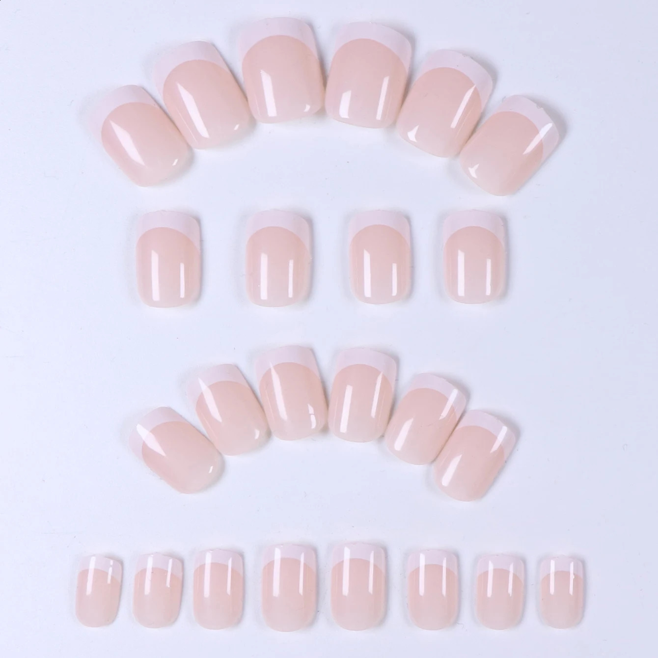 120Pcs Pink French Short Square Fake Nails 12-Sizes Full Cover Press On Nails Wearable Detachable Finished False Fingertips 260626 - view 5