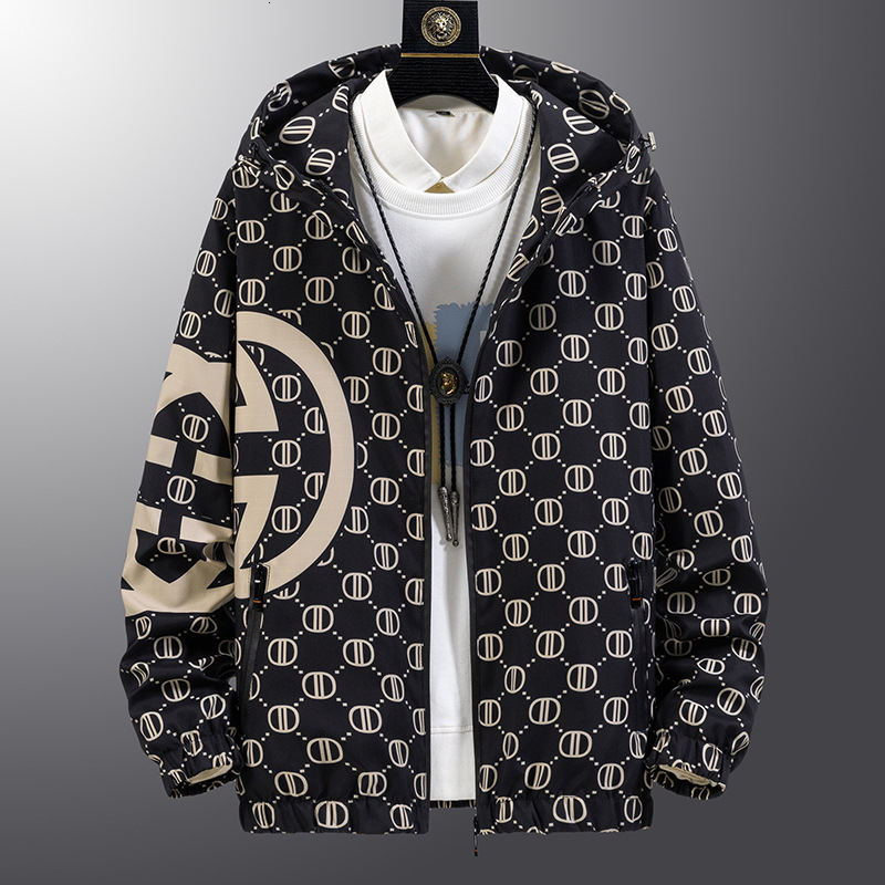 Men Fashion Spring And Autumn Men's Jacket, Trendy Printed Slim-Fit Versatile Coat Jacket For Young Men