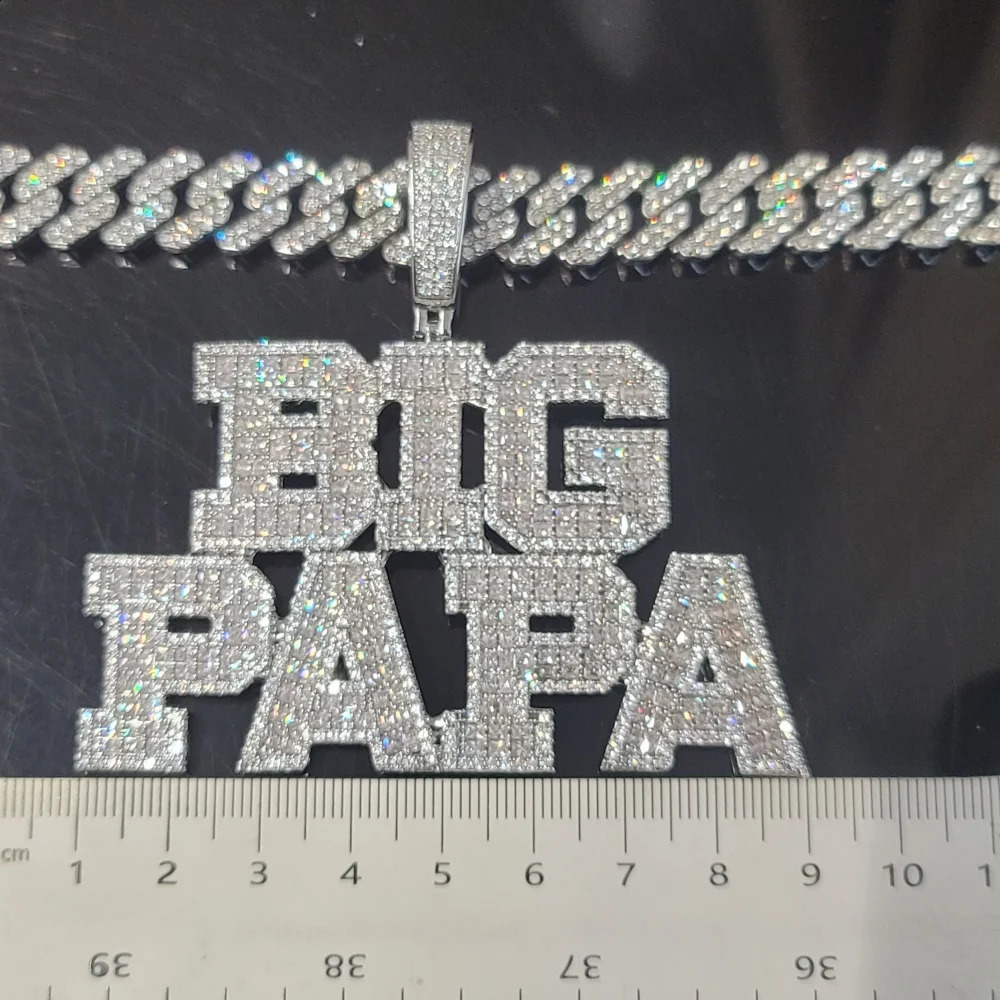 Custom Baguettecz Letter Pendant Iced Out Chain Fashion Two Rows Name Necklace Solid Back University Font Hip Hop Jewelry Gifts 260615 - view 6