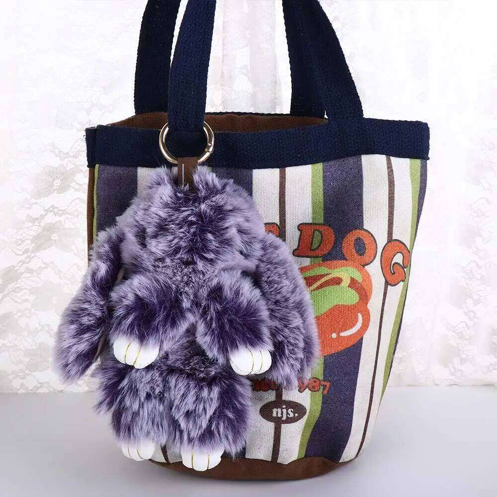 Bags Pendant Jewelry Ornament Fluffy Toy Doll Keyring Plush Bunny Rabbit Fur Keychain 26Y0626 - view 5