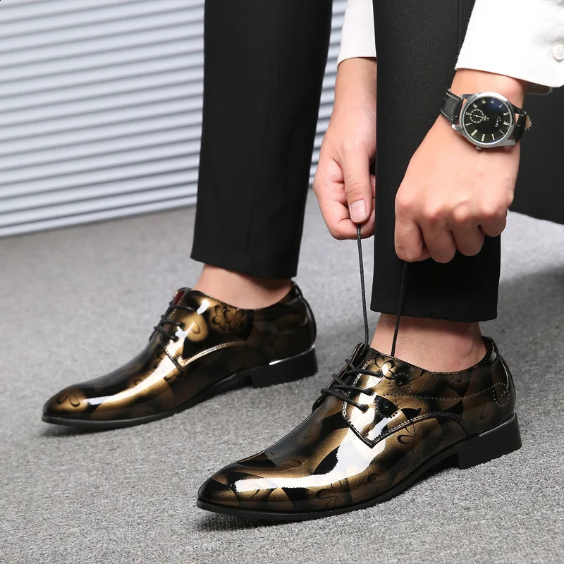 y Men Oxford Shoes Retro Floral Pattern Dress Fashion LaceUp Flats High Quality Business Party Wedding 260624 - view 7