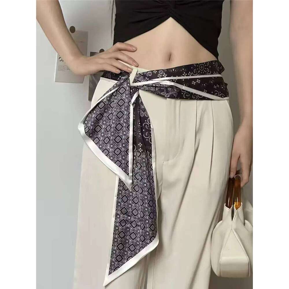 Luxury Ladies Long Silk Female Animal Horse Print Thin Narrow Scarf Bag Hair Band Ribbon Scarves Women Neckerchief 26Y06226 - view 3