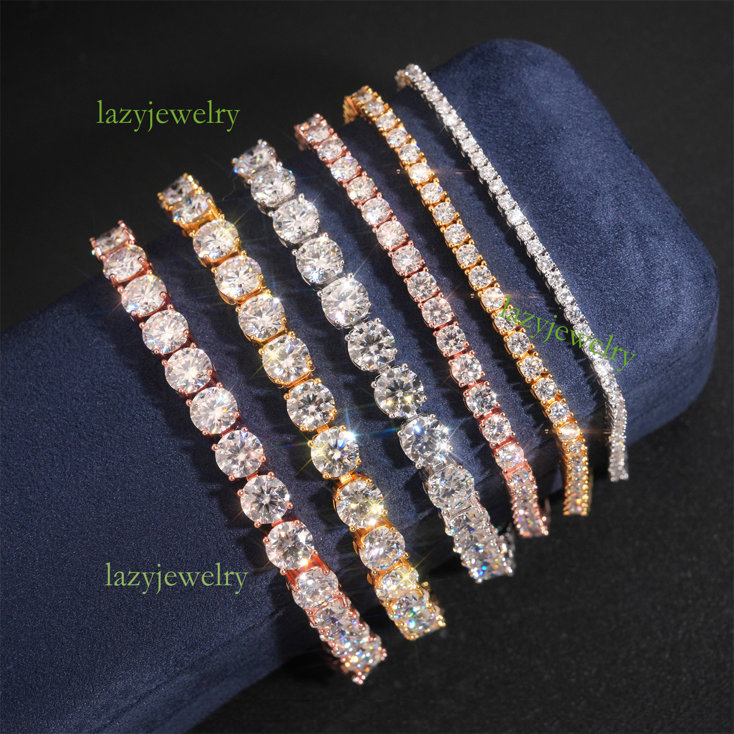 Brilliant VVS Moissanite diamond set tennis necklace high fashion jewelry 6mms925 silver ice crystal chain bracelet - view 5
