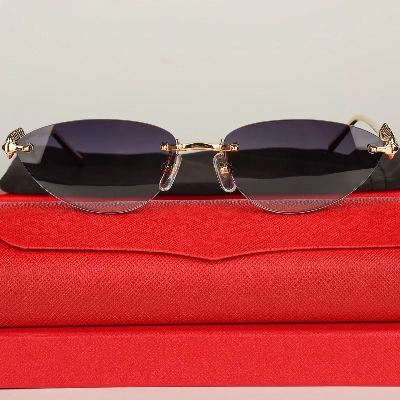 Fashion Rimless Cat Eye Sunglasses Desinger Women Tone Rivets Small Frame Eyeware Summer Shades For SUN GLASSES 260626 - view 3