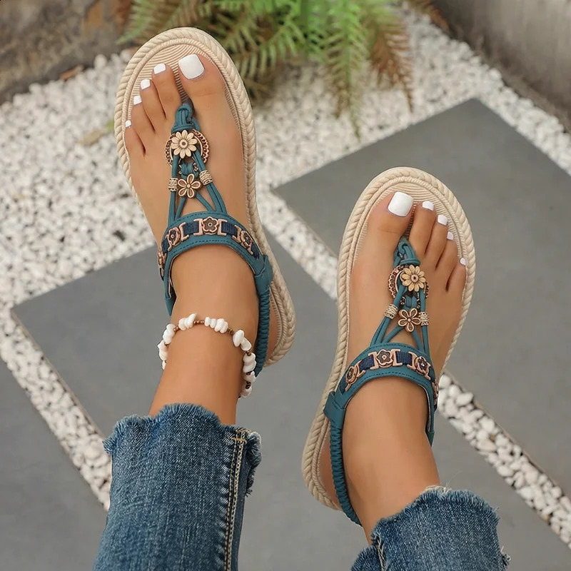 2026 Bohemia Style Flats Sandals Women Summer Slip On Clip Toe Beach Sandles Woman Lightweight Plus Size 43 Gladiator Sandalias 260626 - view 5