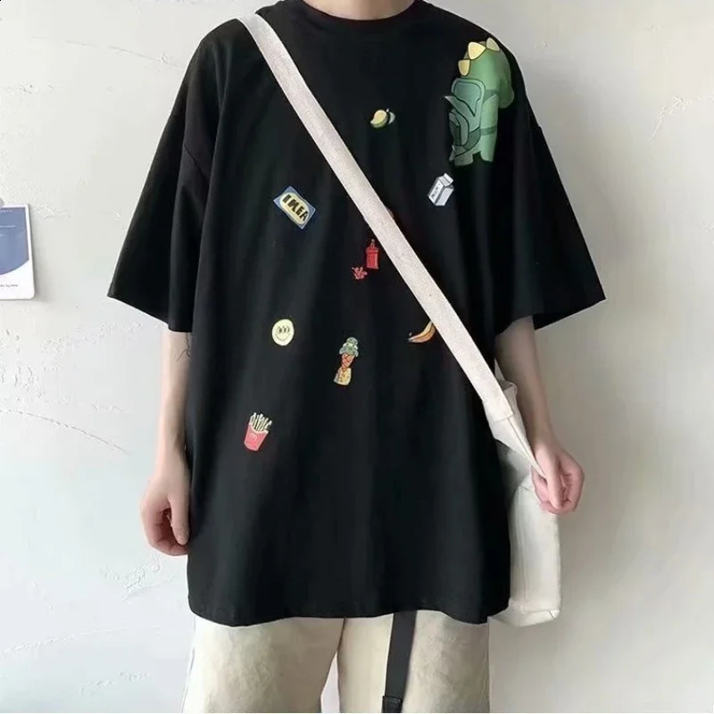 M-8XL Men Oversized Korean Fashion Loose American Cute Dinosaur Print Versatile Trend Couple Outfit 260626 - view 3