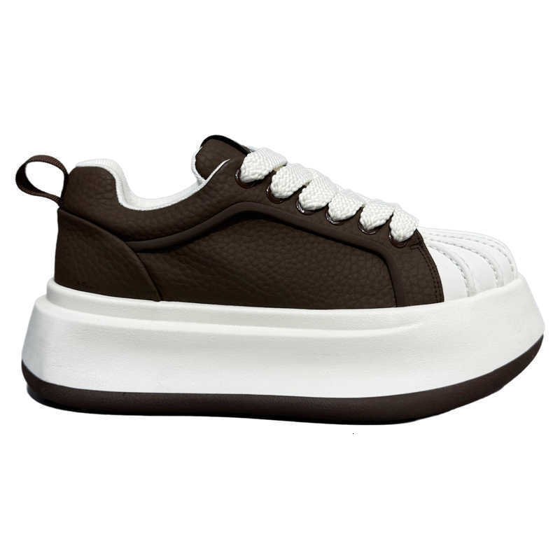 Thick-soled men's autumn new model, shell toe leather sports casual sneakers, low-top white shoes - view 6