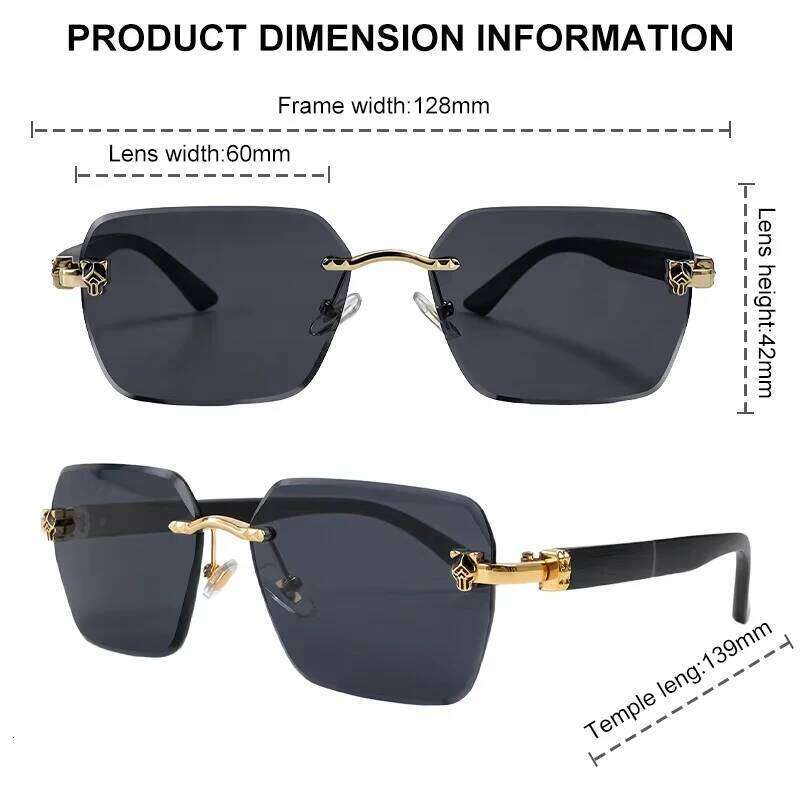 Square Rimless Photochromic Sunglasses Men Vintage Sun Glasses 2026 Luxury Designer Shades Male Cut Lenses Frameless Eyewear 26Y0626 - view 7