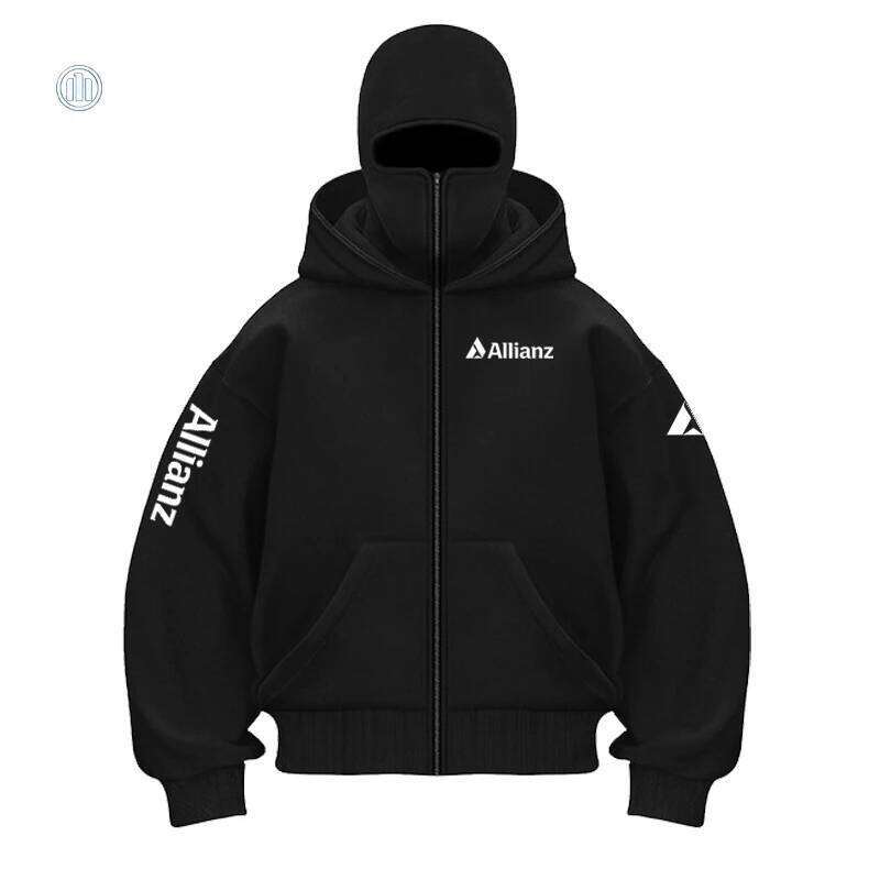 2026 Allianz logo Autumn/Winter Men's Zipper Windproof Double Hat Thick Coat Solid Color Casual Sports Hoodie W260626 - view 5