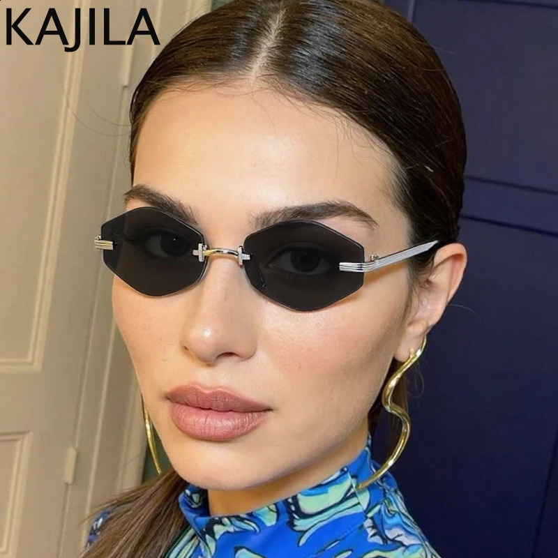 Small Hexagon Rimless Sunglasses Women 2025 y Retro Metal Frameless Polygon Sun Glasses Trendy Outdoor Shades UV400 260626 - view 7