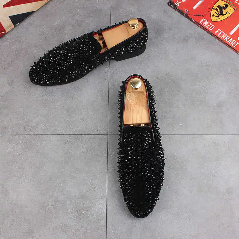 y Fashion Men Rivet Patchwork Casual Shoes Male Flats Loafers Homecoming Wedding Dress Prom Zapatillas Hombre 260624 - view 5