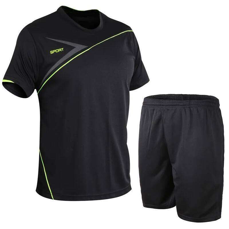 2025 New Short Sleeve Men's Leisure Sports Running Fitness T-shirt Shorts Set for Quick Drying 26Y0626