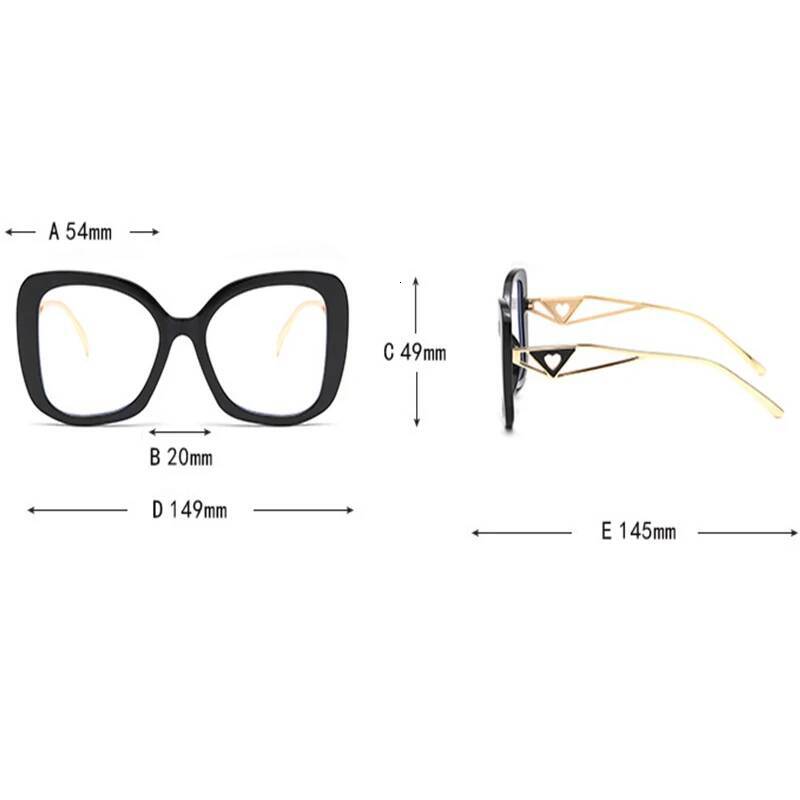 Brand Oversized Square Reading Women Triangle Heart Temple Eyeglasses Blue Light Blocking Clear Computer Glasses - view 7