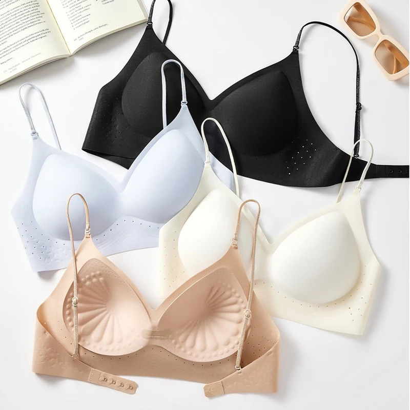 Womens Summer Thin Ice Silk Bra Seamless NoWire PushUp Sexy Small Breast Beautiful Back n Comfortable Underwear 260626 - view 5