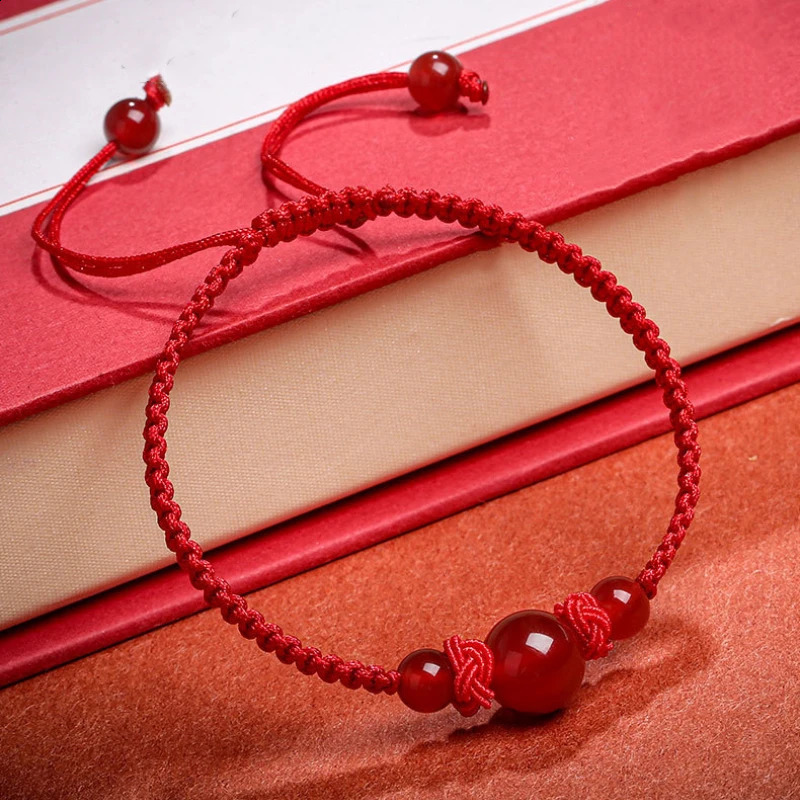 To Bring Good Luck In The Year Of Red String Natural Agate Bracelet Couple Knitted Hand Rope 260617 - view 7