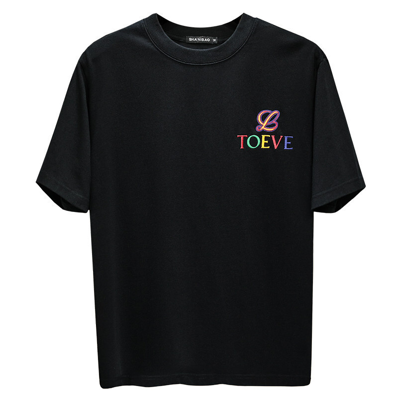 Men's Summer Tees, Punk Cotton-Blend Short-Sleeve T-Shirt with Letter Embroidery, White Slightly Loose Crew Neck Streetwear Top for Vacation, Casual W - view 6
