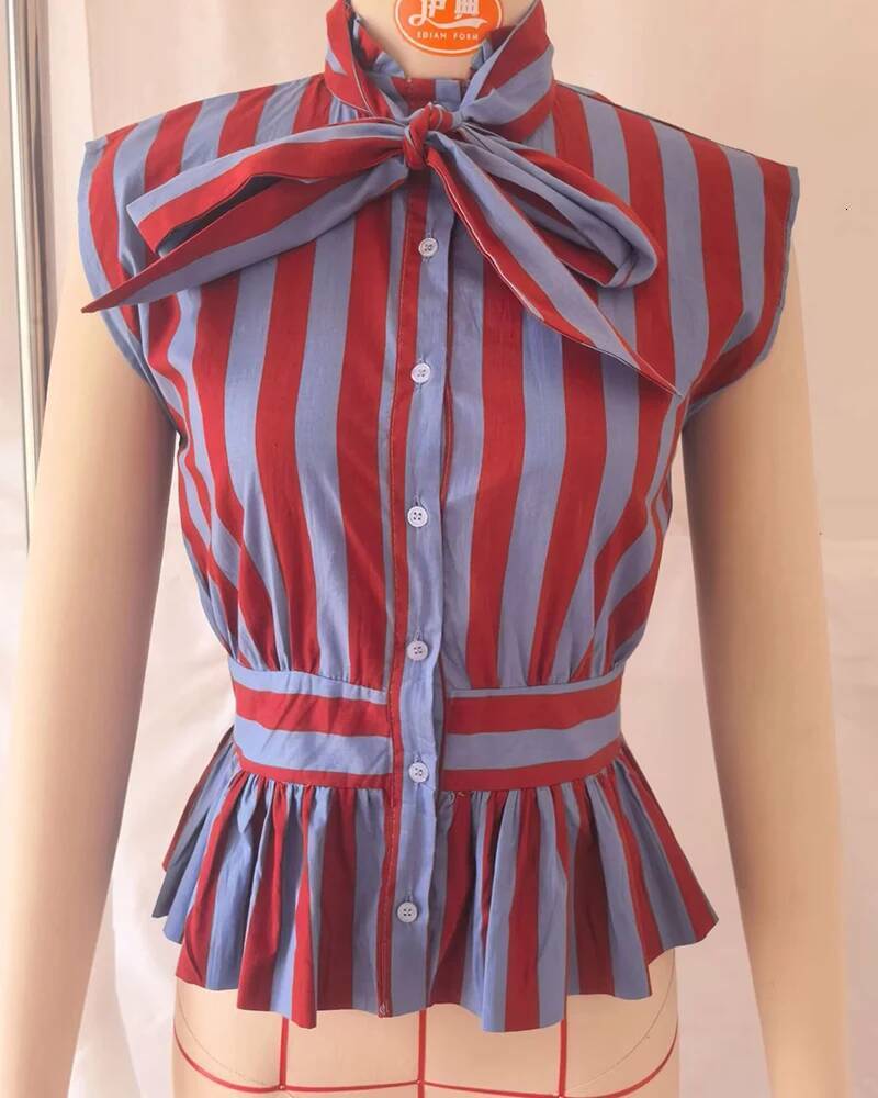 Women's 2026 New Spring Summer Bowknot Sleeveless Striped For Women Casual Chic Personality Female Shirt Sleeveless Top Sexy Suspenders striped s - view 6