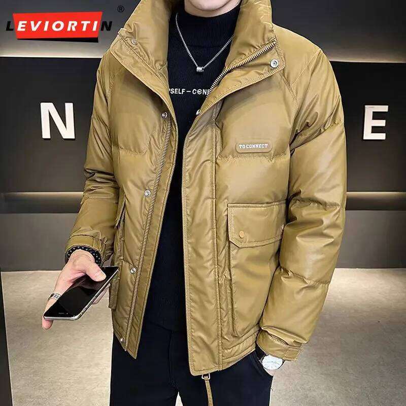Autumn Winter Fashion Lightweight Men Trendy Short Stand Collar Thickened Warm Cold-Proof White Duck Down Jacket W260626
