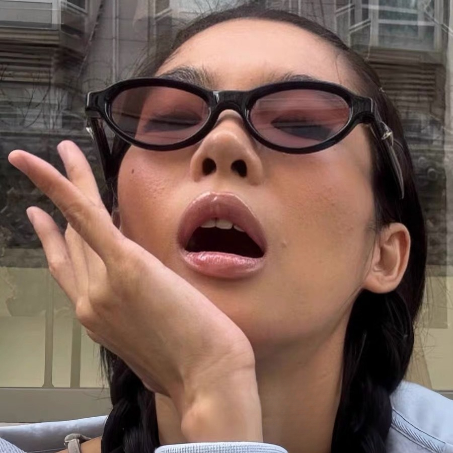 Korean style atmospheric oval cat eye Y K purple sunglasses for women unique street style UV protection suitable for round faces - view 5