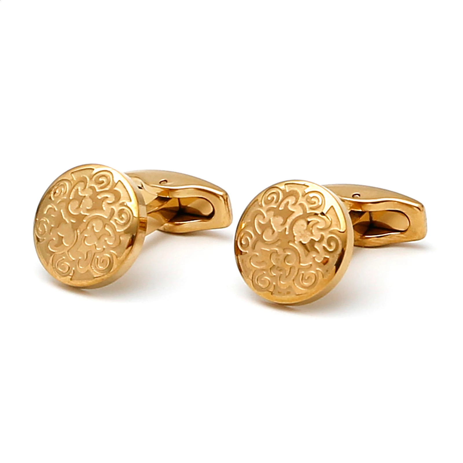 Cufflinks for Men TOMYE XK23044 Cute Pattern Golden Stainless Steel Round Dress Shirt Cuff Links Jewelry 260626 - view 7