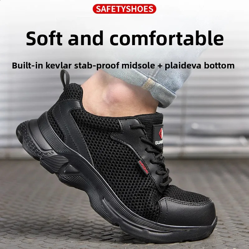 anti puncture men safety shoes summer breathable mesh work industrial plastic toe sneakers construction insulated 260626 - view 4