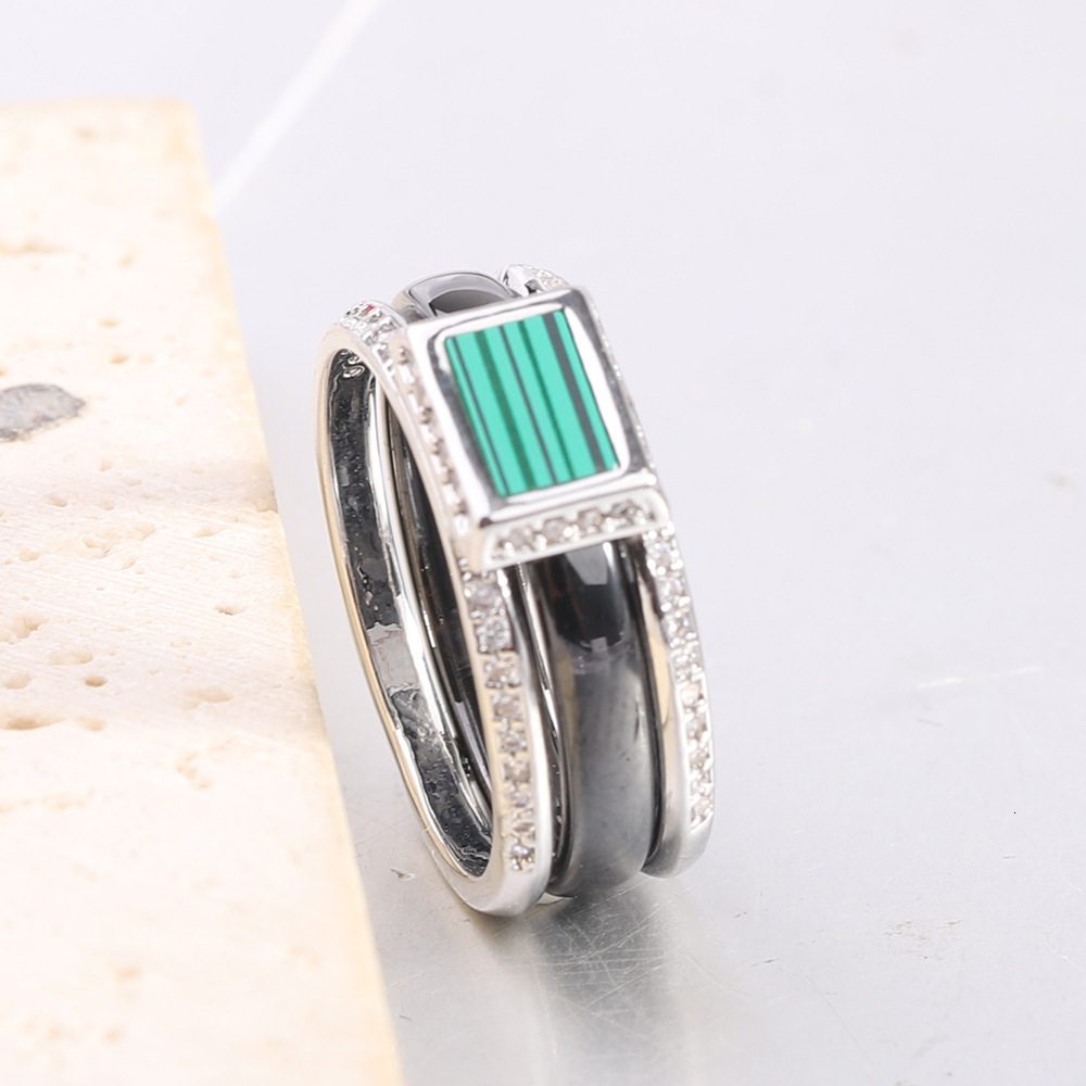 8mm Ceramic Diamond Encrusted Ring In White Gold Black And White Couples Ring Acrylic Matching Rings Versatile For Women And Men Lovers Bijoux Jewelry - view 7