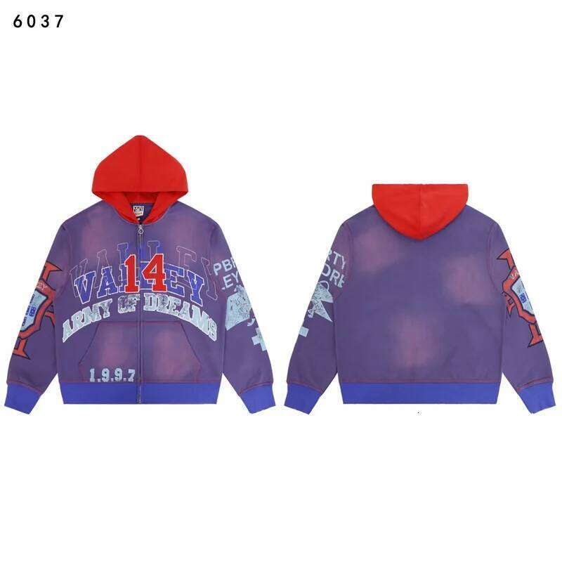 Men American Vintage Sweatshirts Washed Pure CottonOversized VALLEY Logo Print Hoodies W260626 - view 5