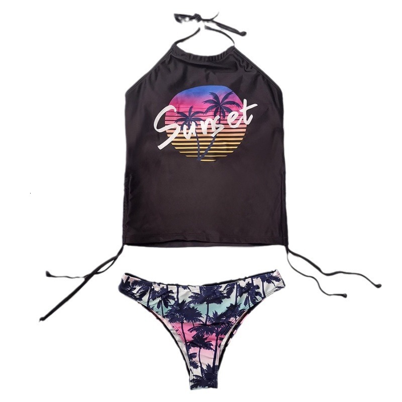 Popular European and American swimsuit for women, sexy printed strap bikini, plus size, conservative, tummy-concealing, slimming beach swimwear - view 6