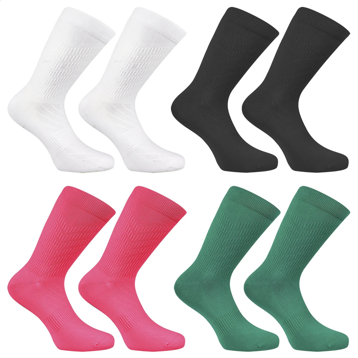 4 Pairs Pure Color Cycling Socks Quality Road Bike Men Women Running Hiking Compression Sports 260622 - view 3