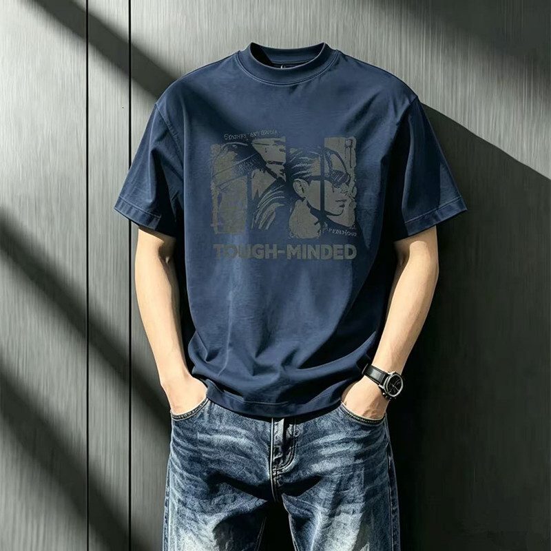 Baleno American Retro Style Men's Short-Sleeve T-Shirt, Summer Youth Heavy Cotton Loose Fit Large Size Half-Sleeve X