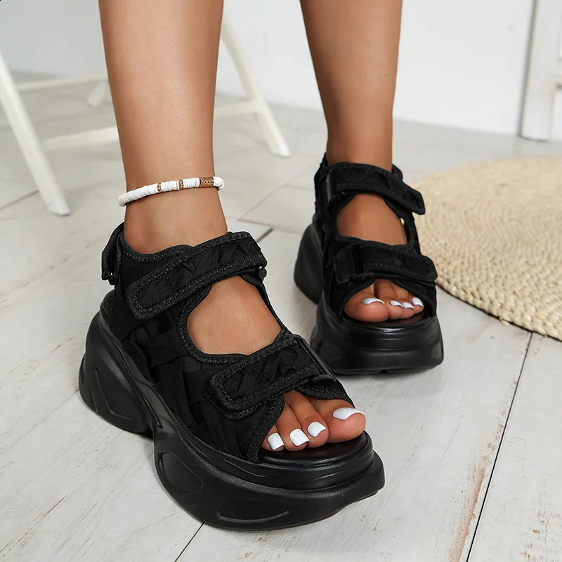 White Platform Sandals Women Chunky Thick Sole Summer Fish Mouth Heightraising Wedge Beach Shoes Woman Sandal 260626 - view 3