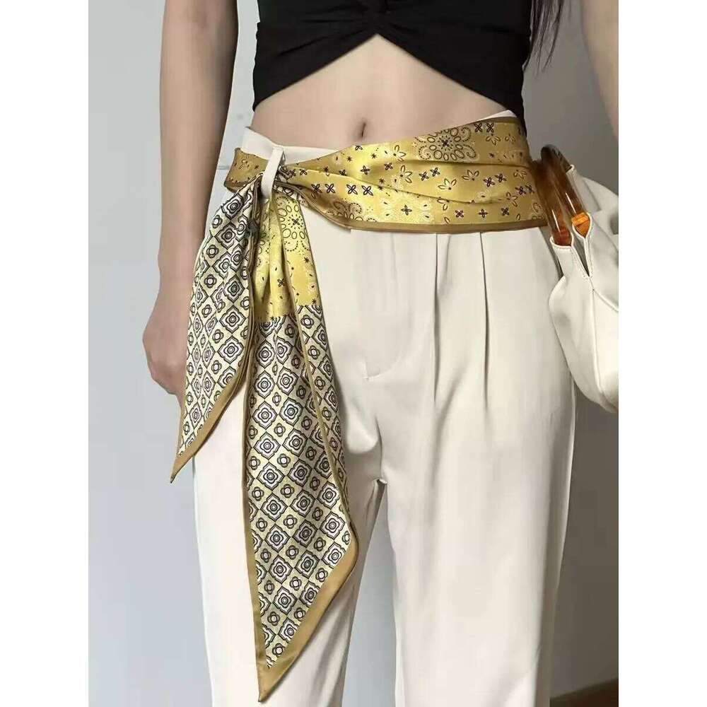Luxury Ladies Long Silk Female Animal Horse Print Thin Narrow Scarf Bag Hair Band Ribbon Scarves Women Neckerchief 26Y06226