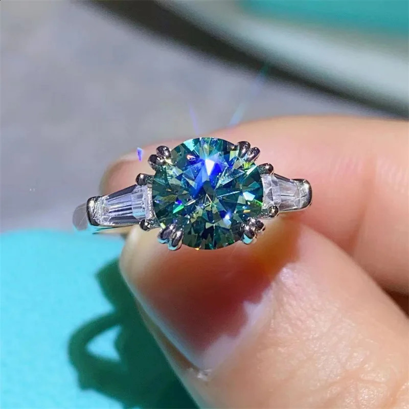 y Platinum Solid PT950 Womens Ring Diamond Banquet Proposal 2 Mint Green 260625 - view 5